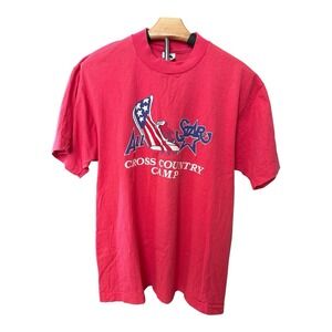 Vintage 90s All Star Cross Country Camp T Shirt Mens L Red Fruit of the Loom USA